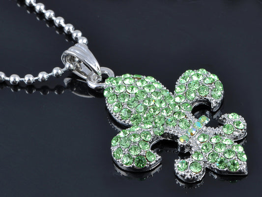Fleur De Lis Peridot Green Chain Pendant Necklace