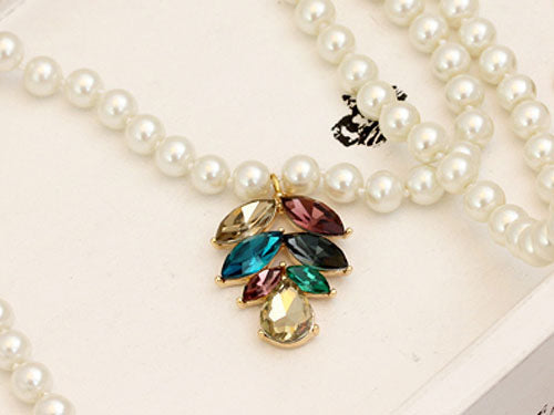 Grey Gun Cascading Strands Chains With Black Bead Ss Necklace