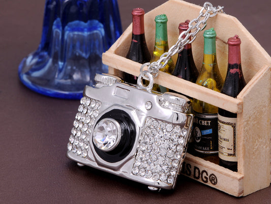 Heavy Bling Ice Out Finished Camera Jewelry Pendant Necklace