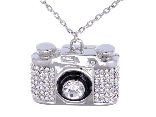 Heavy Bling Ice Out Finished Camera Jewelry Pendant Necklace