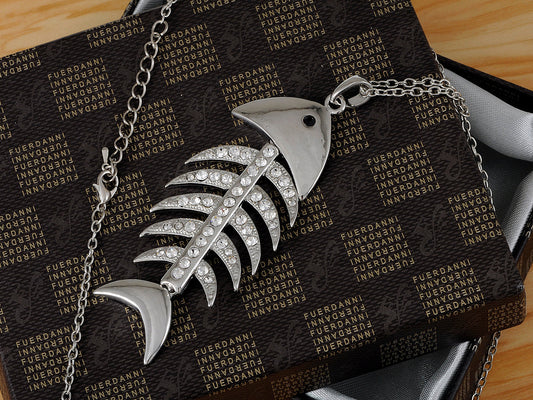 Fish Bone Skeleton Pendant Necklace