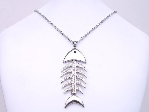 Fish Bone Skeleton Pendant Necklace