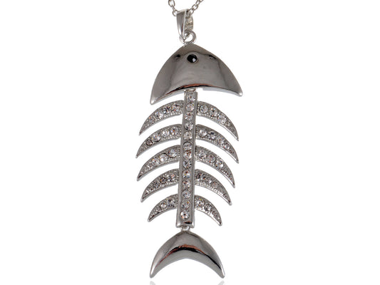 Fish Bone Skeleton Pendant Necklace