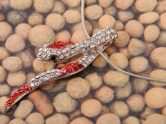 Ruby Snake Serpent Hanging Pendant Necklace