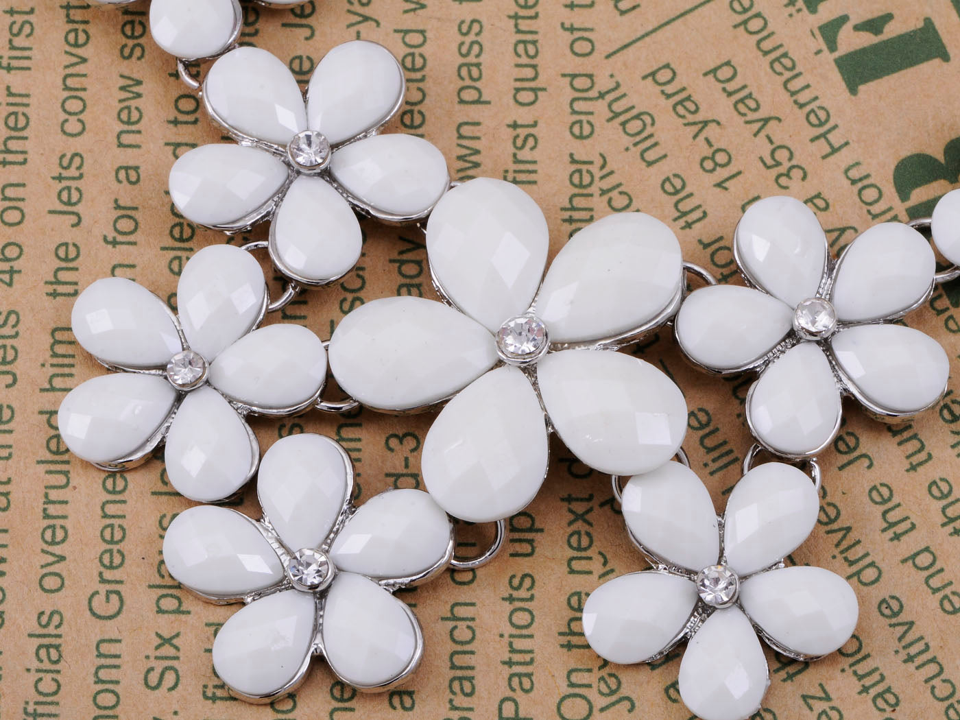 Wedding Spring Cream Color White Flower Bib Statement Necklace