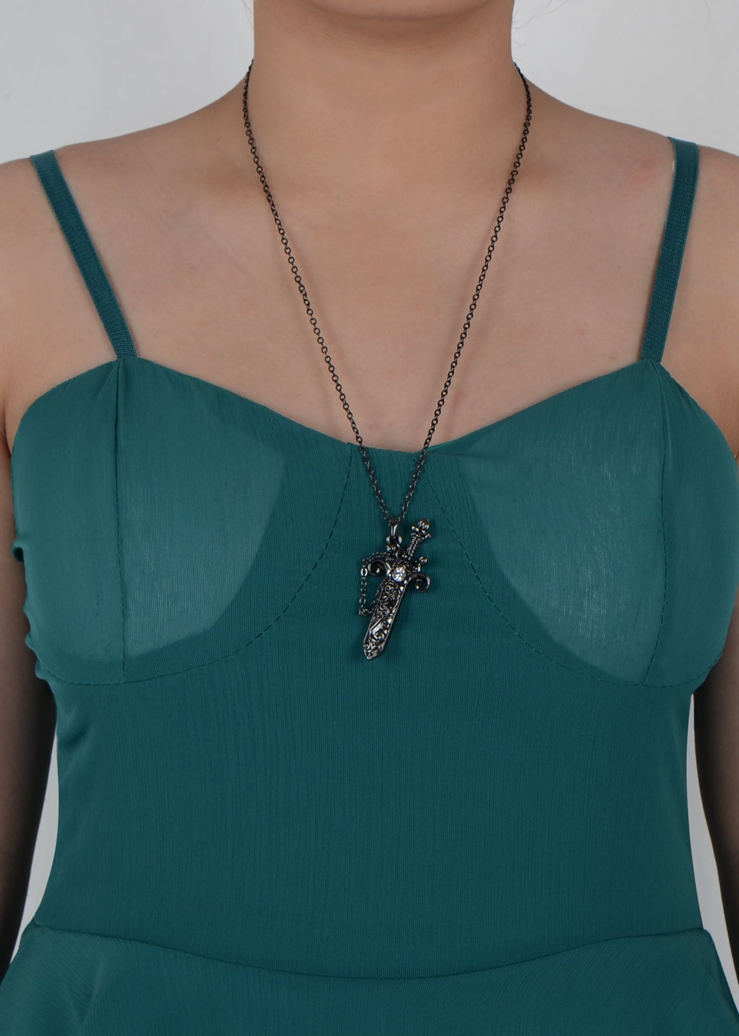 Antique Fantasy Medieval Renaissance Removable Scabbard Rune Sword Dagger Pendant Necklace