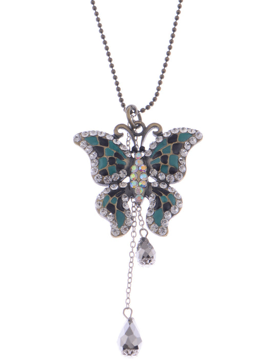 Ab Green Mosaic Butterfly Necklace Pendant