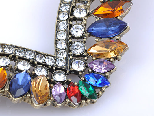 Multicoloured Tribal Rainbow Feather Winged Necklace