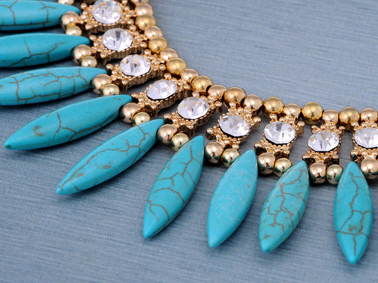 Turquoise Beads Spike Design Necklace
