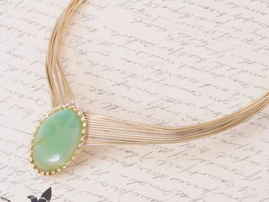 D Contemporary Single Green Pendant Layered Necklace