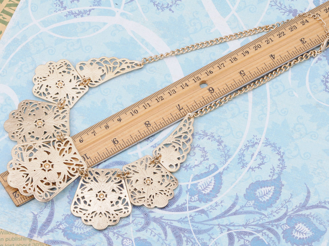Matte Filigree Floral Cut Out Statement Bib Collar Necklace