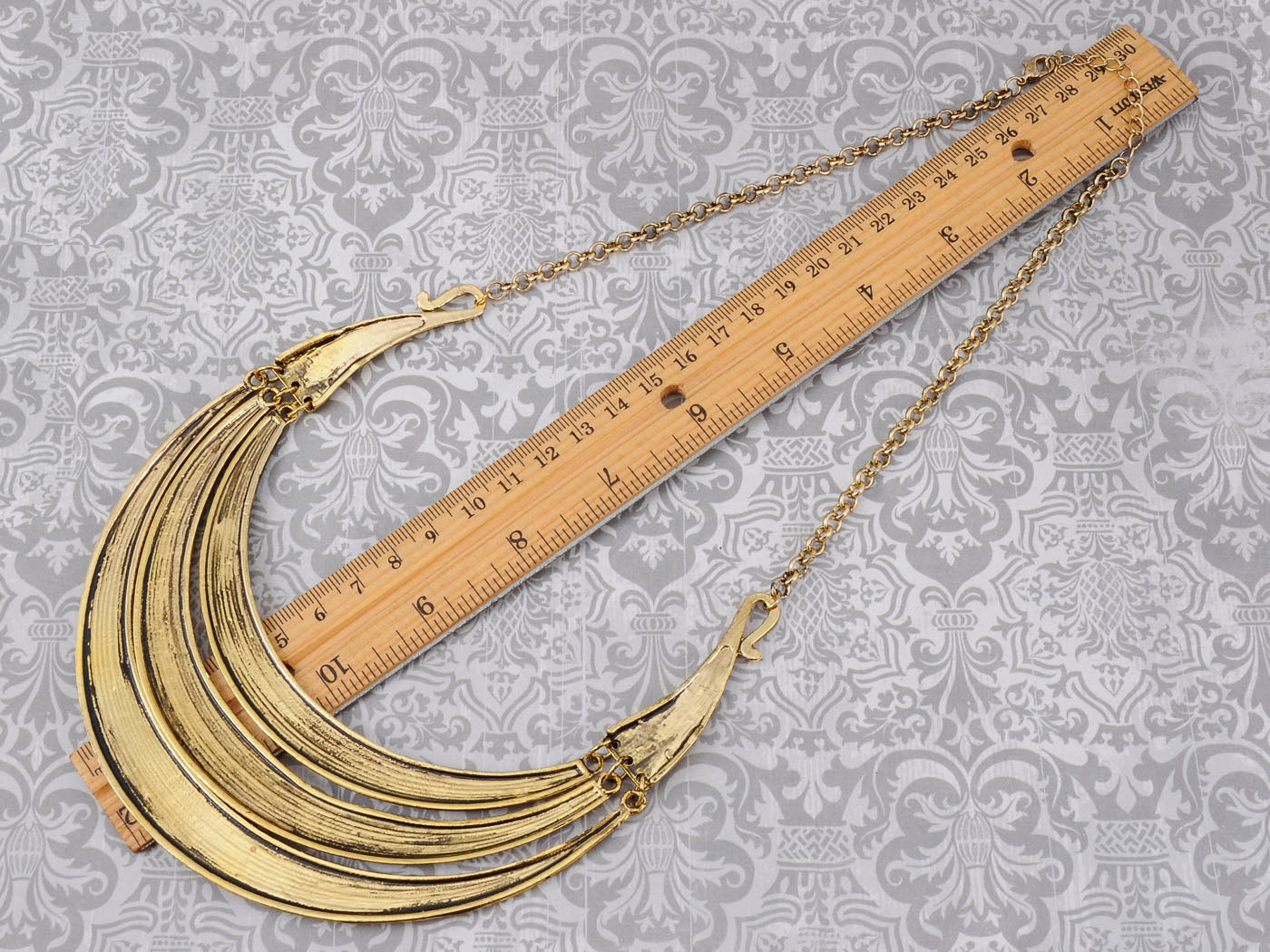 Matte Filigree Floral Cut Out Statement Bib Collar Necklace