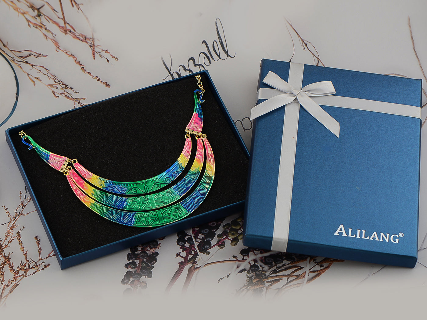 Matte Filigree Floral Cut Out Statement Bib Collar Necklace