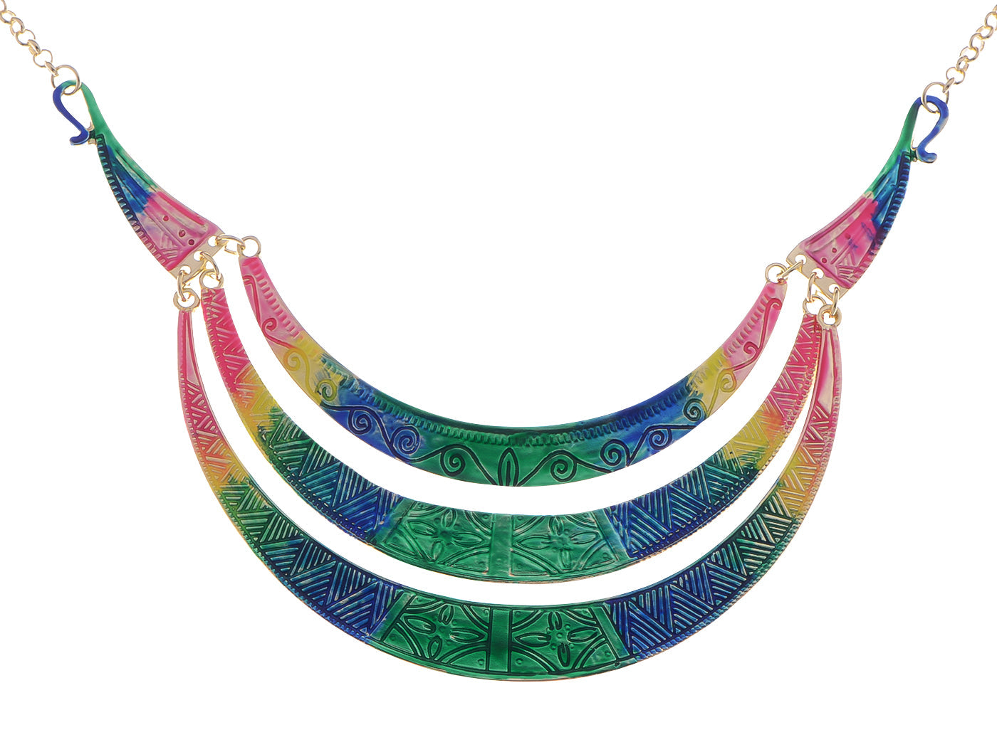 Matte Filigree Floral Cut Out Statement Bib Collar Necklace