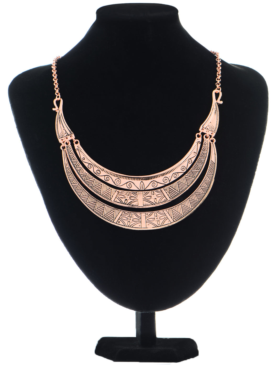 Matte Filigree Floral Cut Out Statement Bib Collar Necklace