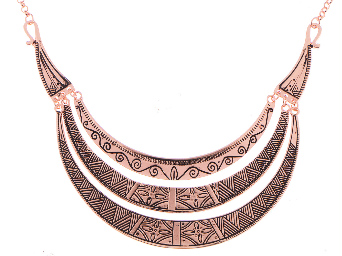 Matte Filigree Floral Cut Out Statement Bib Collar Necklace