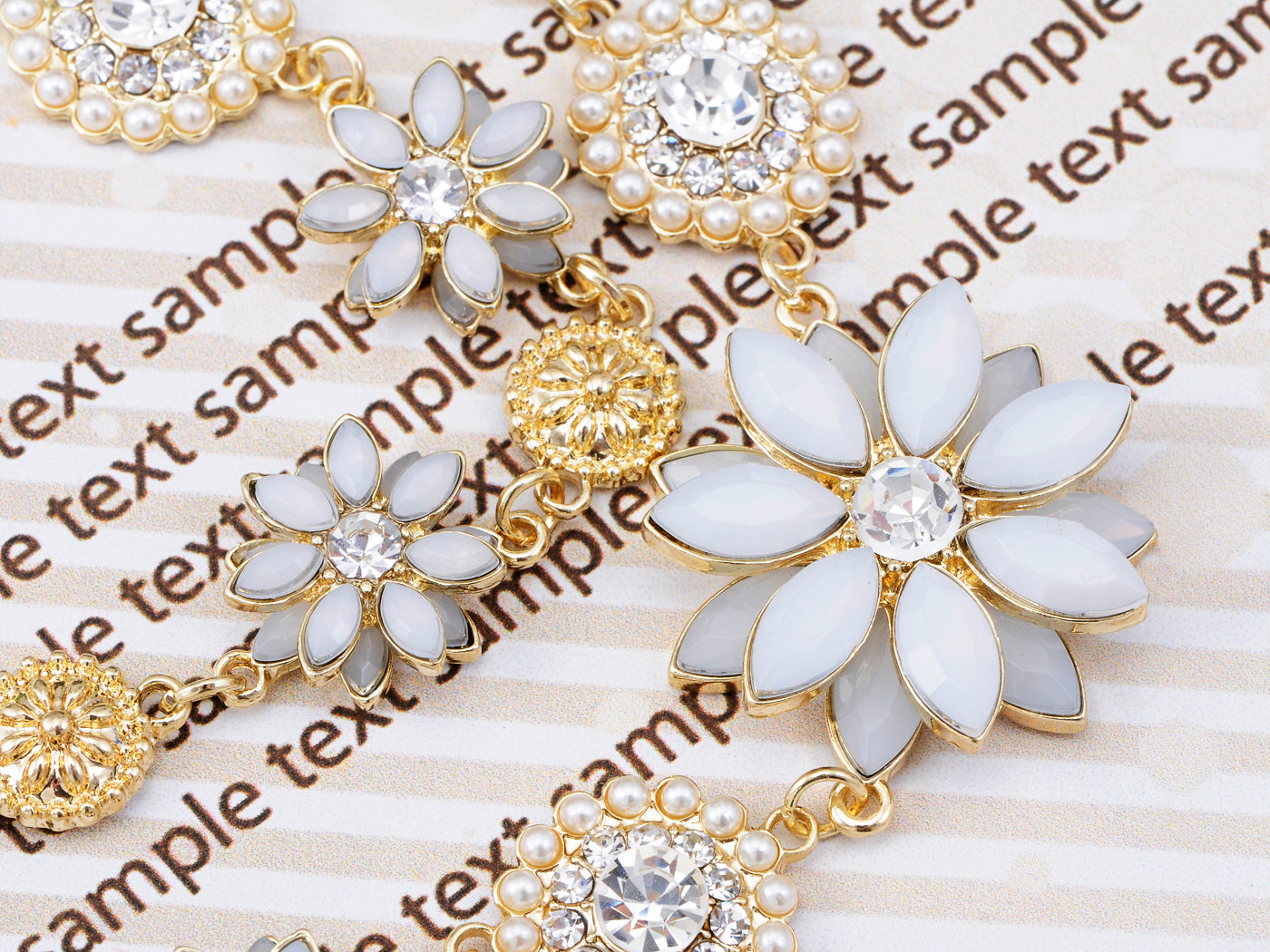 White Flower Intricate Pearl Accented Necklace