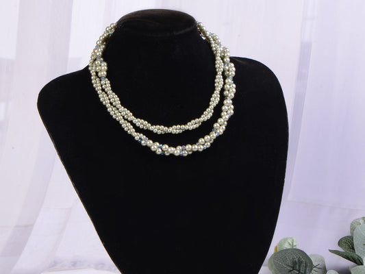 Pearl Multi Strand Twisted Wedding Party Necklace