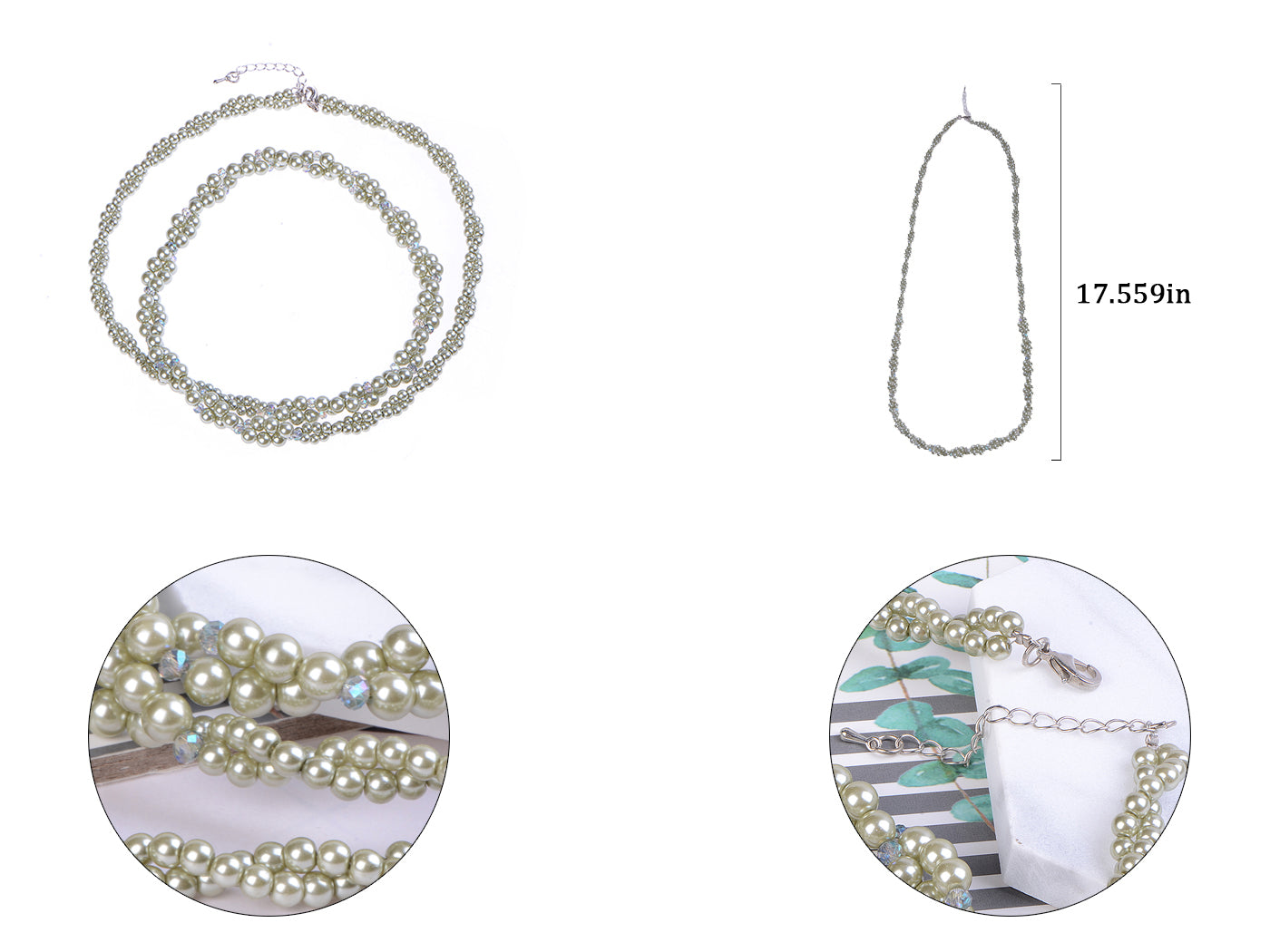 Pearl Multi Strand Twisted Wedding Party Necklace