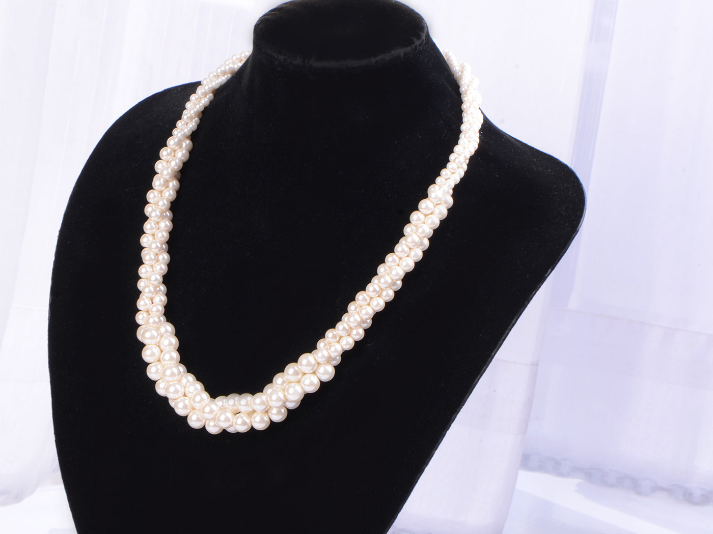 Pearl Multi Strand Twisted Wedding Party Necklace