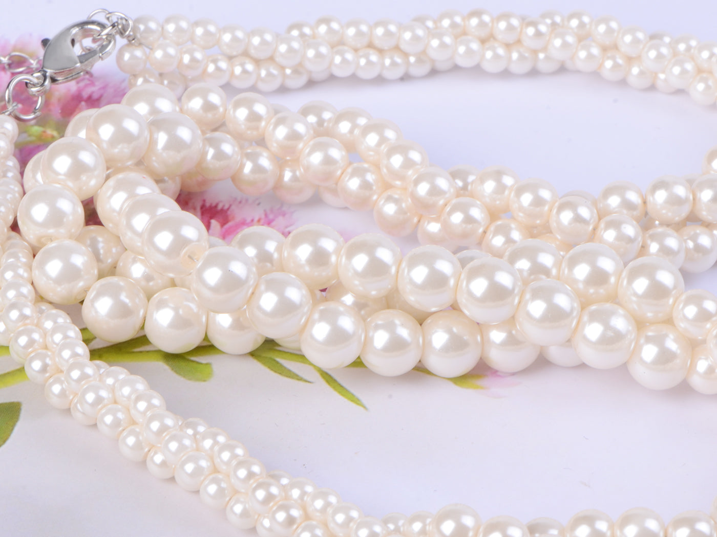 Pearl Multi Strand Twisted Wedding Party Necklace