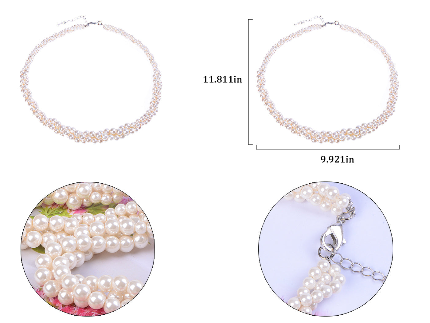 Pearl Multi Strand Twisted Wedding Party Necklace