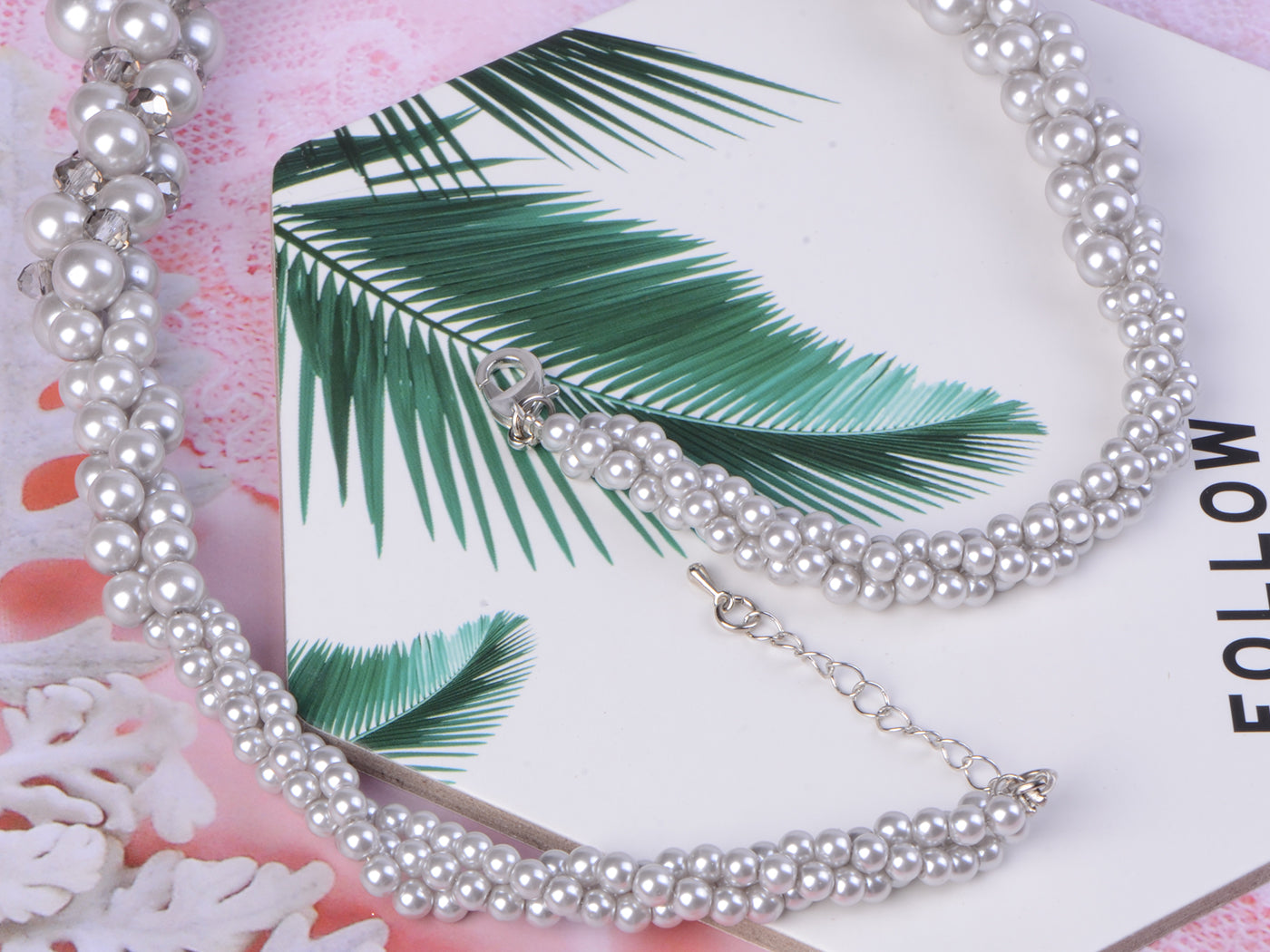 Pearl Multi Strand Twisted Wedding Party Necklace