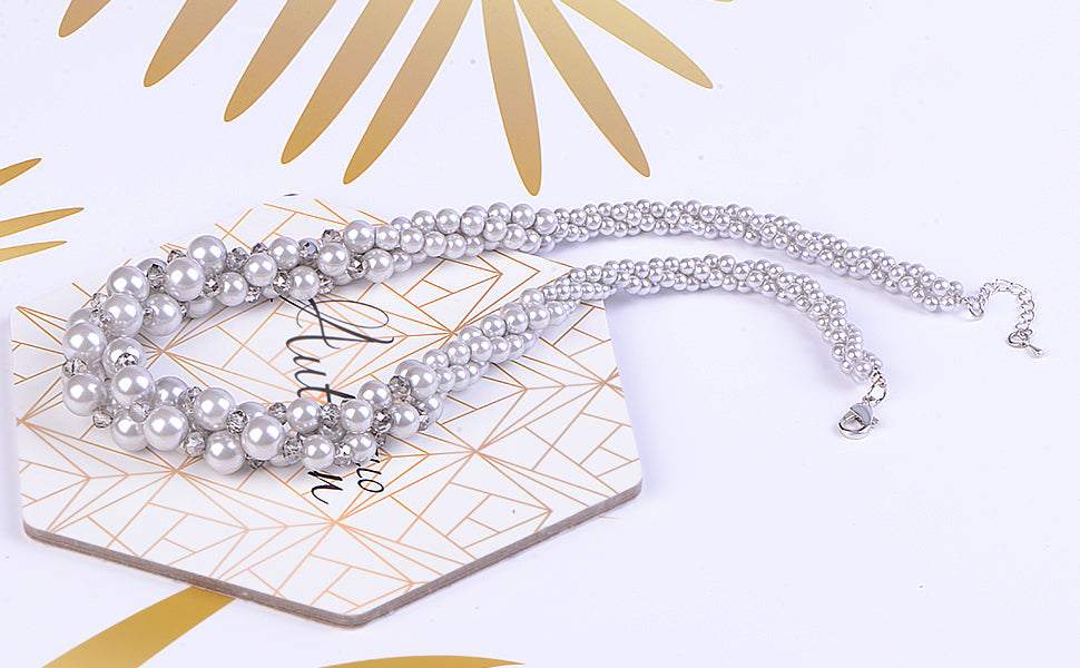 Pearl Multi Strand Twisted Wedding Party Necklace