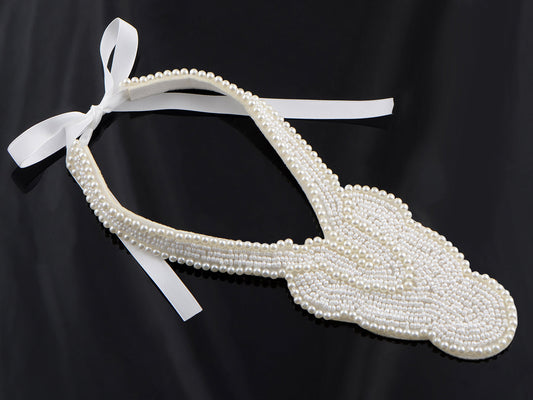 Faux Pearls Bib Collar Statement Necklace