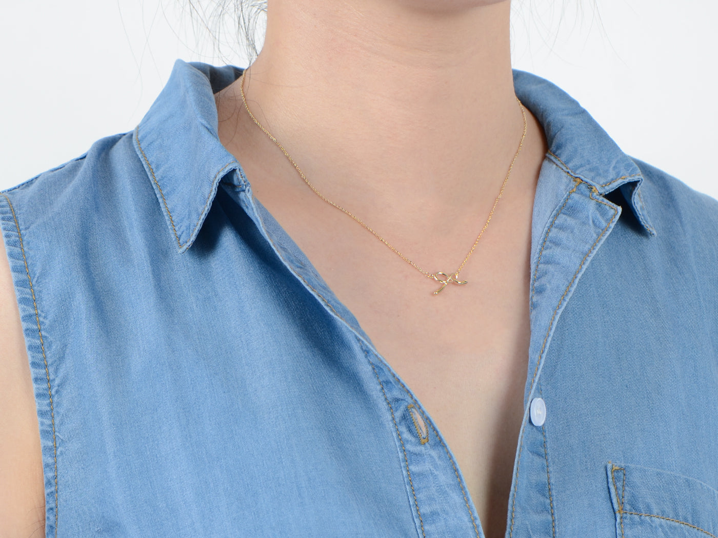 14K Gold Plated Elegant Bow Necklace