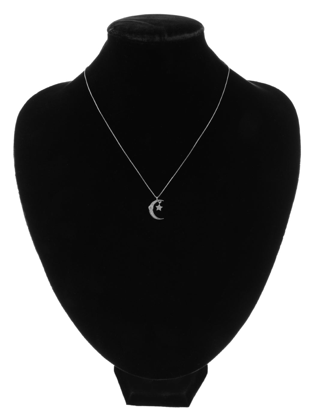 14K Gold Plated Cubic Zirconia Crescent Moon & Star Necklace