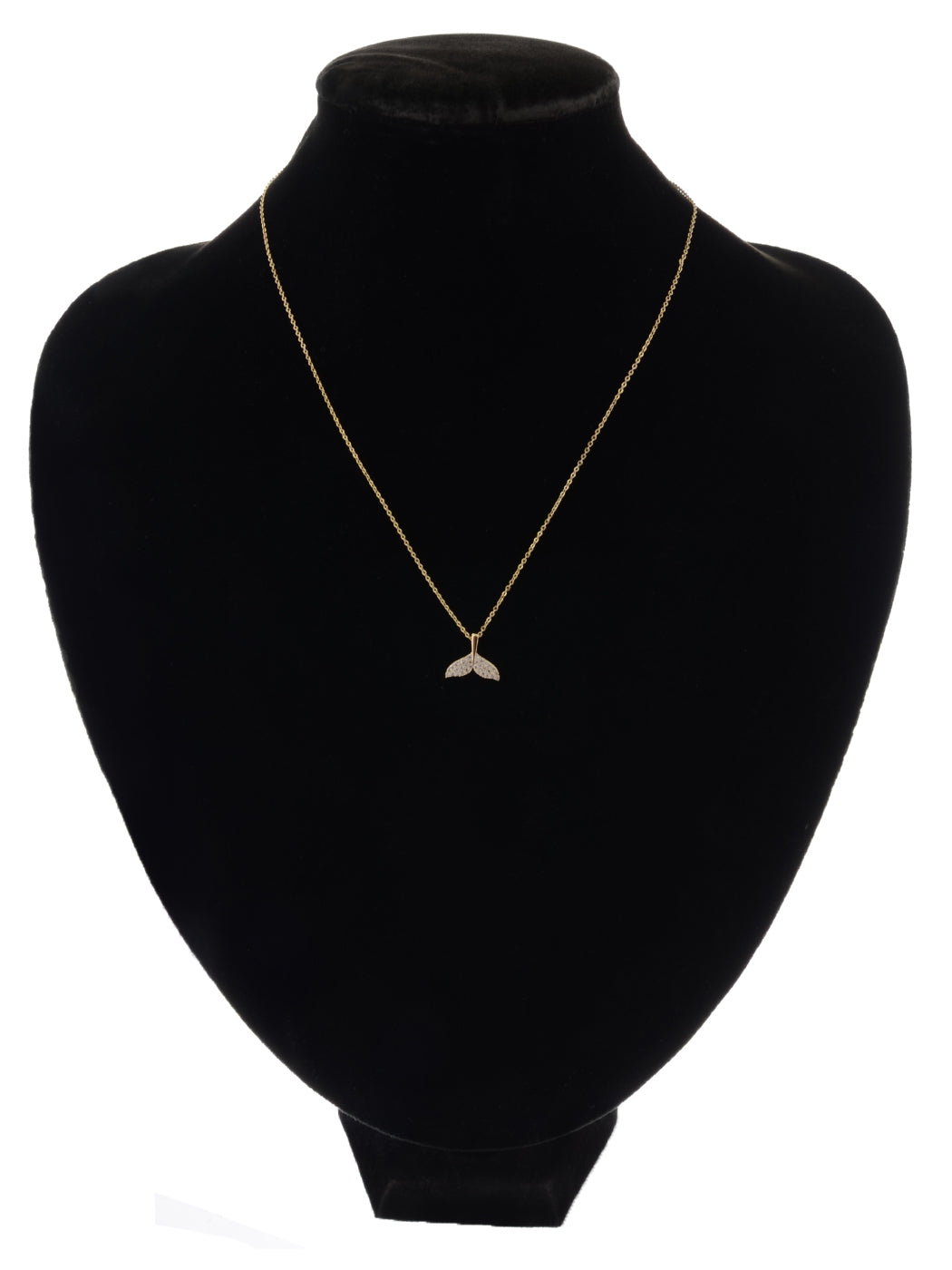 14K Gold Plated Cubic Zirconia Crystals Mermaid Tail Necklace