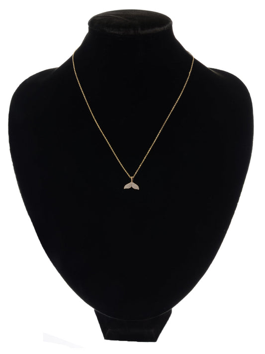 14K Gold Plated Cubic Zirconia Crystals Mermaid Tail Necklace