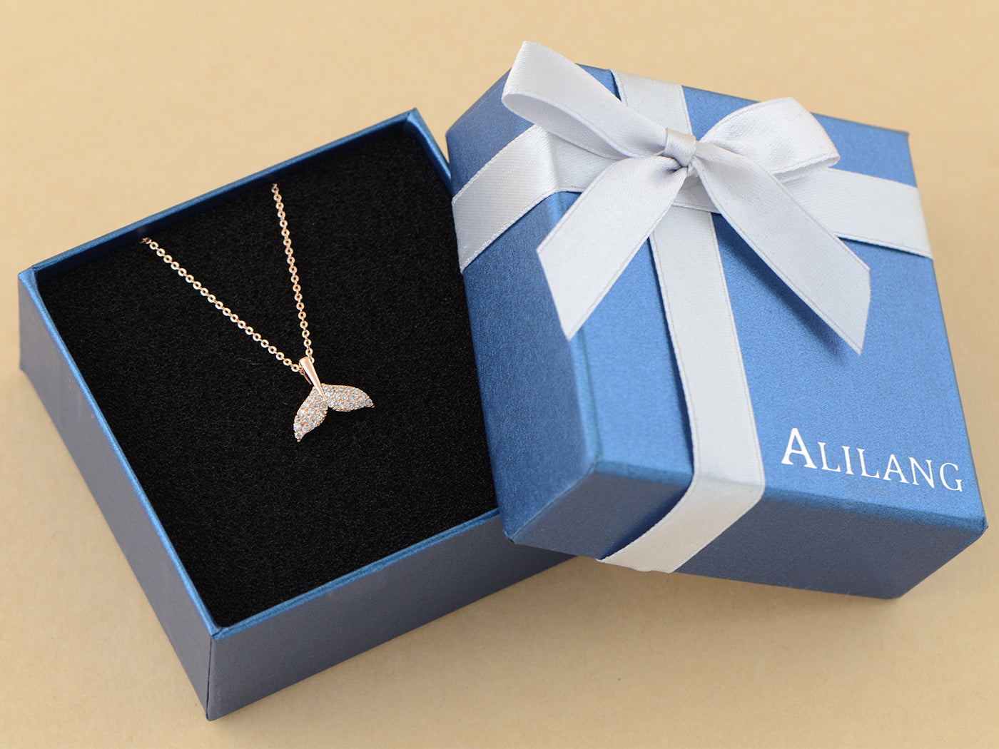 14K Gold Plated Cubic Zirconia Crystals Mermaid Tail Necklace