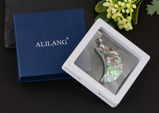 Alilang Crescent Moon Pendant Necklace Natural Abalone Shell Necklaces Jewelry for Women