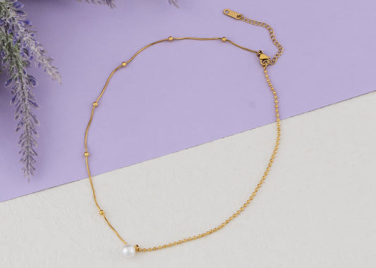 Pearl Pendant Necklaces for Women Dainty Gold Plated Chain Beach Necklace