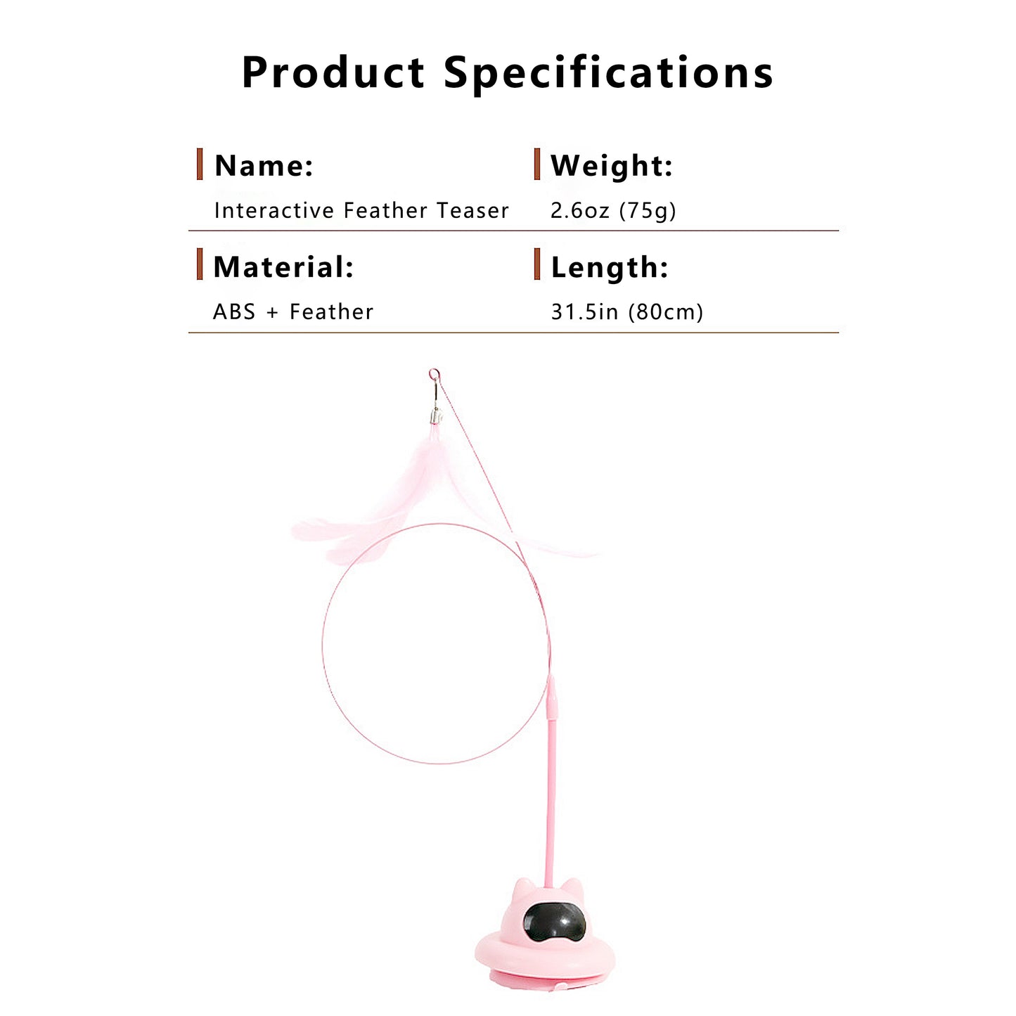 Cat Interactive Feather Teaser Toy with Bell, UFO Design Suction Cup Base, for Indoor Cats & Kittens