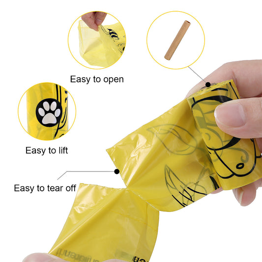 Biodegradable Dog Waste Bags with Dispenser Leakproof Easy Tear Printed Pet Trash Bags