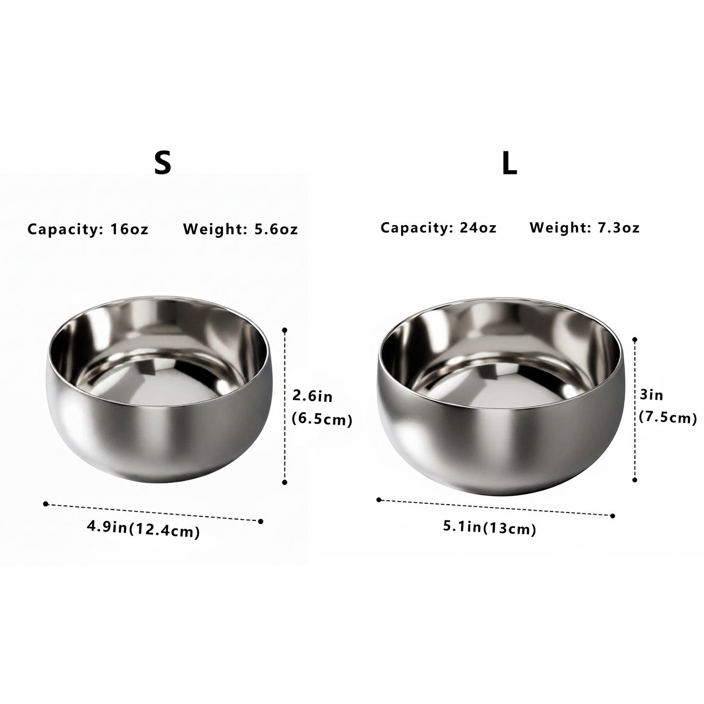 Stainless Steel Cat Bowl with Smooth Interior for Food and Water