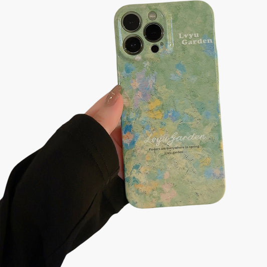 Floral Art Phone Case with Abstract Painting Pattern Soft Matte Protective Cover