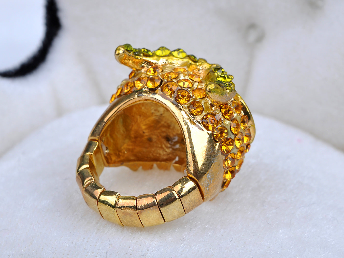 Glimmering Topaz & Lime Big Headed Owl Ring