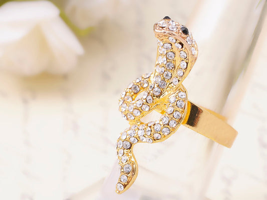 Hissing Cobra Snake Jet Black Ring