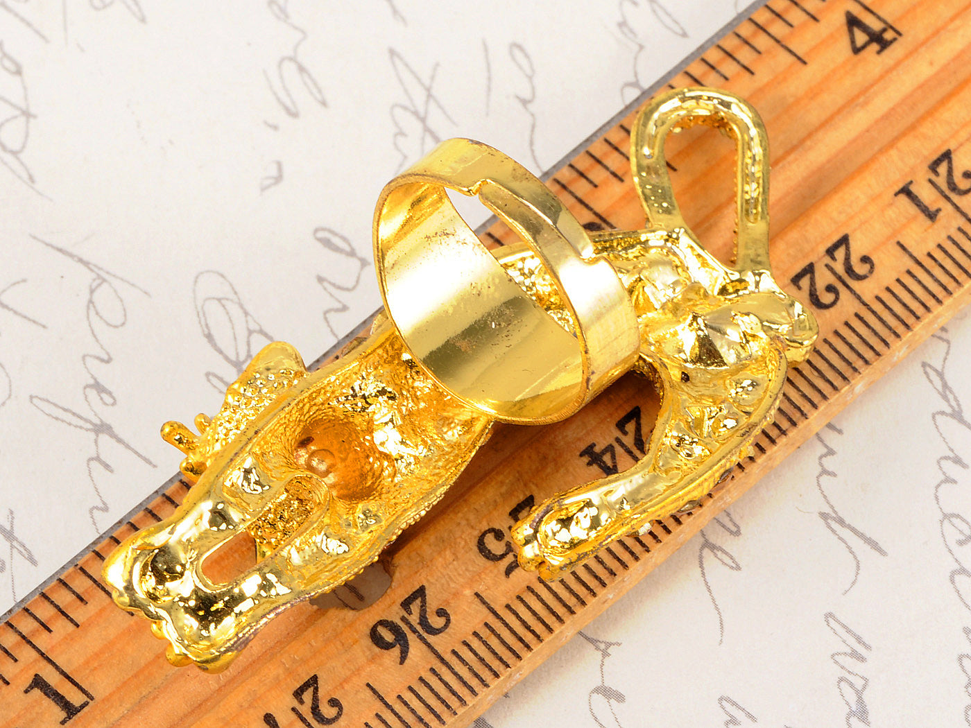 Fierce Prowling Crouching Topaz Red Eye Kitty Cat Ring