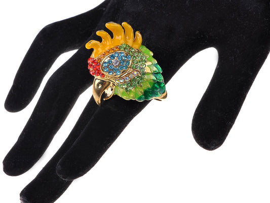 Women Luxury Colorful Bird Crystal Rhinestone Ring for Cocktail Wedding Gift