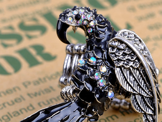 Vintage Rainbow Enamel Parrot Bird Ring