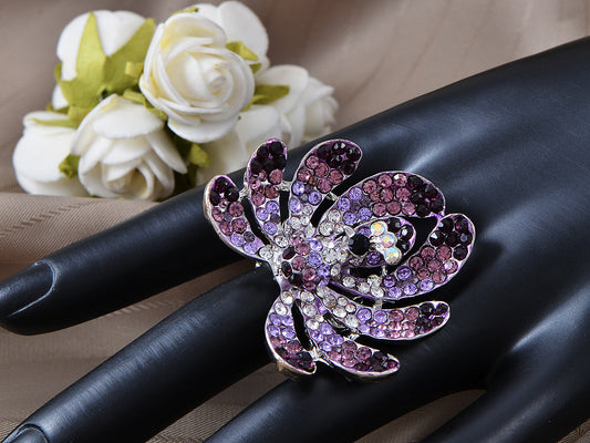 Fuchsia Pink Big Tail Feather Peacock Gradient Purple Ring