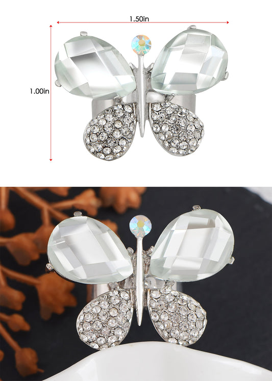 Abstract Butterfly Artsy Wing Encrusted Ust Ring