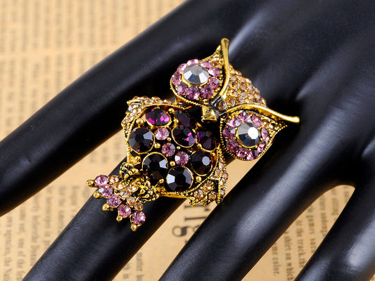 Purple Cocky With It Amethyst Owl Wide Eye Ring