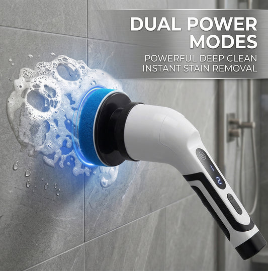 Electric Spin Scrubber Cleaning Brush with Adjustable Extension Handle Multi Head
