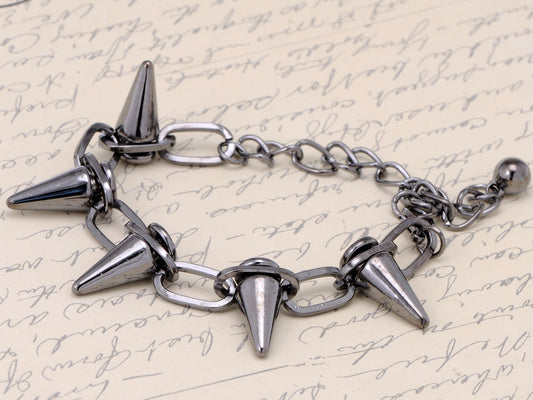 Five Point Studded D Punk Rock Chain Link Bracelet